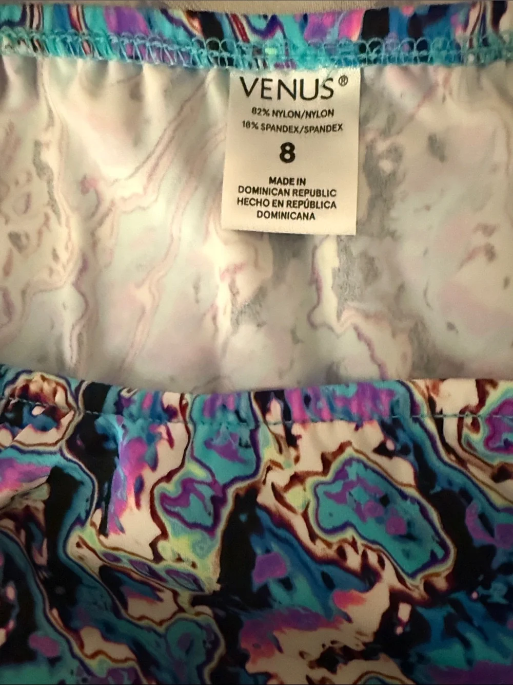 VENUS Multicolor Marble Halter Bikini with Black Trim
